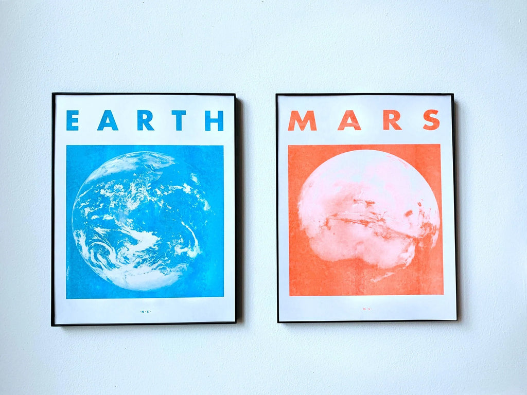 Earth - Planet Risograph Print by Next Chapter Studio
