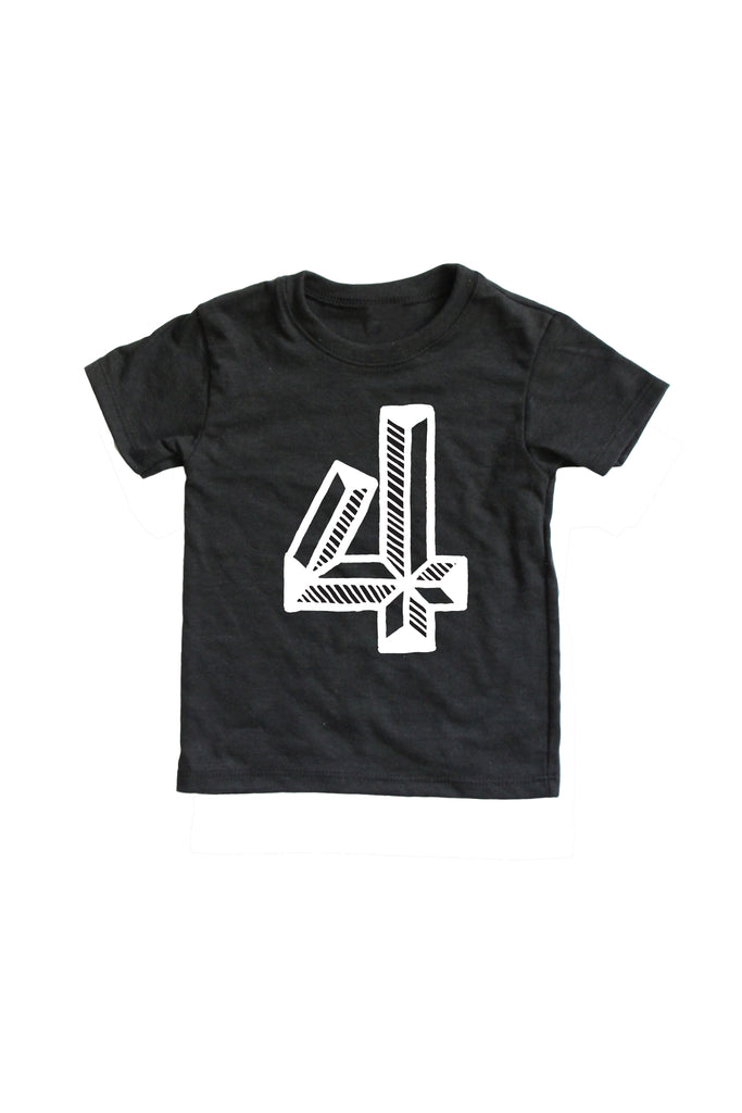 Number 4 Fourth 4th birthday kids shirt