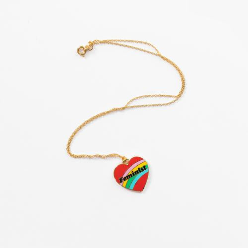 Feminist Heart Pendant by Yellow Owl Workshop