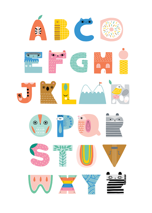 ABC Shaped Characters Poster by Petit Monkey
