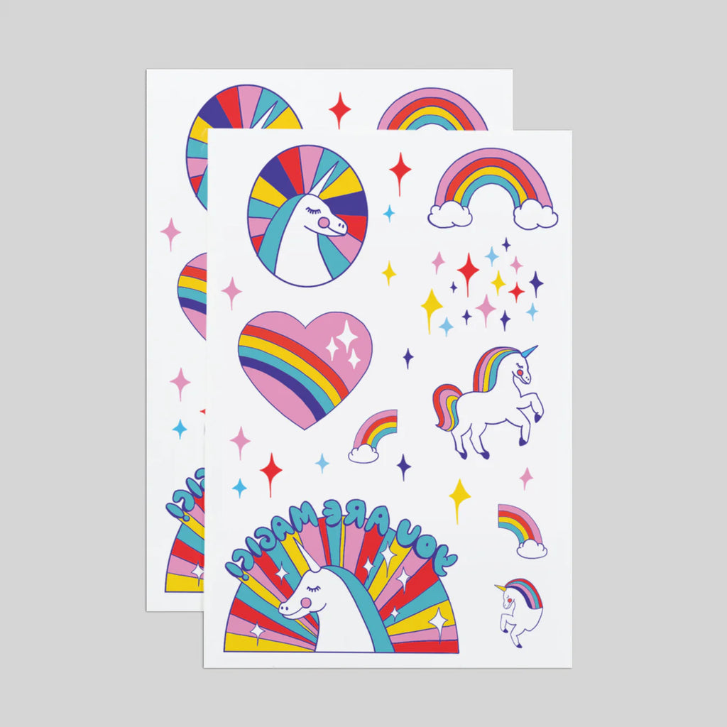 Rainbow Unicorns Tattoo Sheet by Tattly