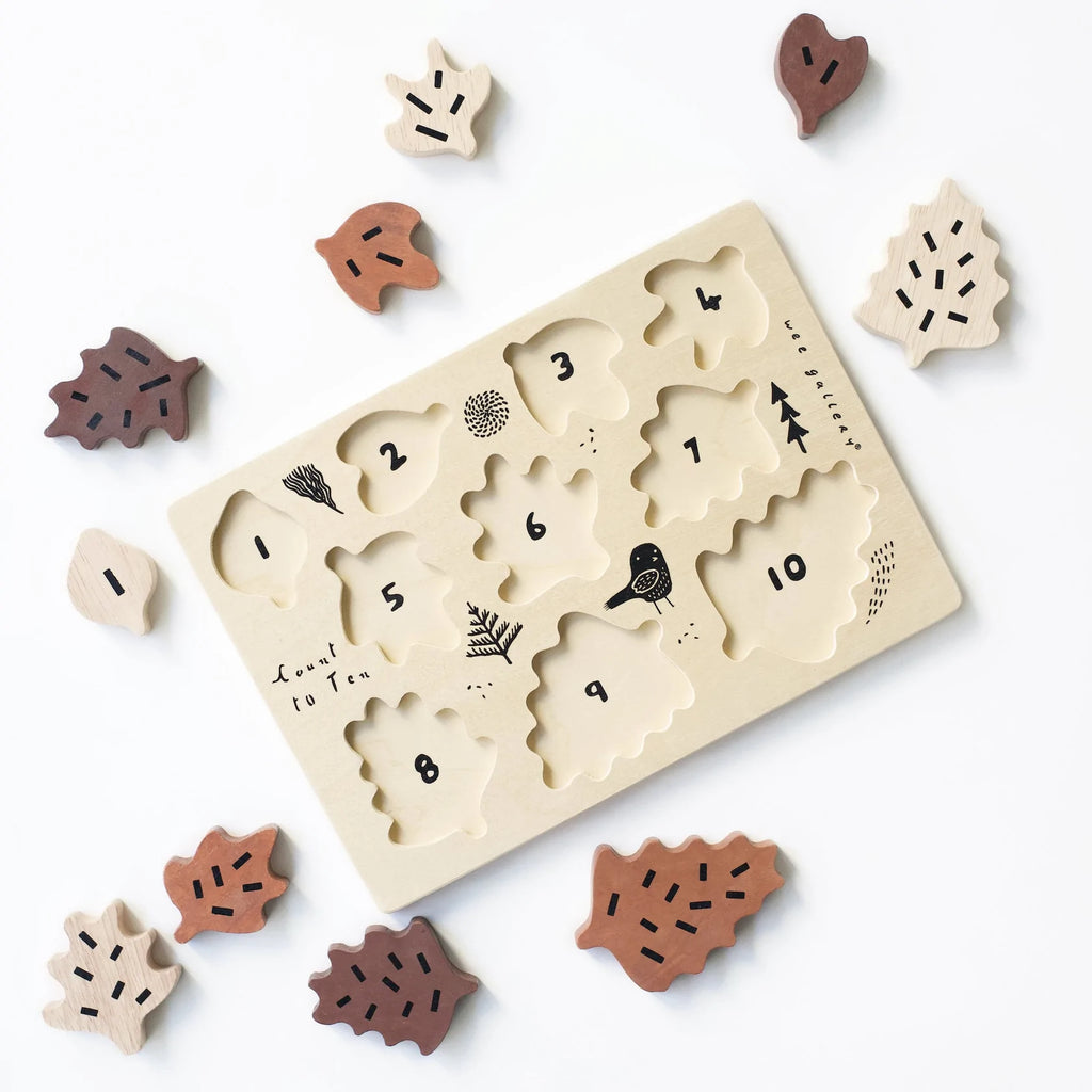 Count to 10 Leaves Wood Puzzle by Wee Gallery